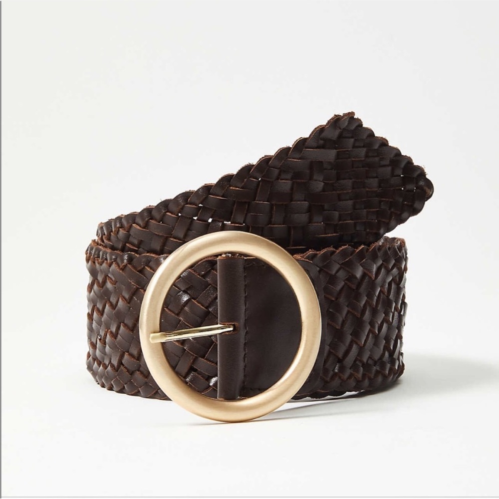 Ann Taylor- Genuine Leather Woven Belt with Gold Buckle